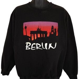 Vintage Berlin Germany Sweatshirt Mens Size XL Black 90s Travel Destination